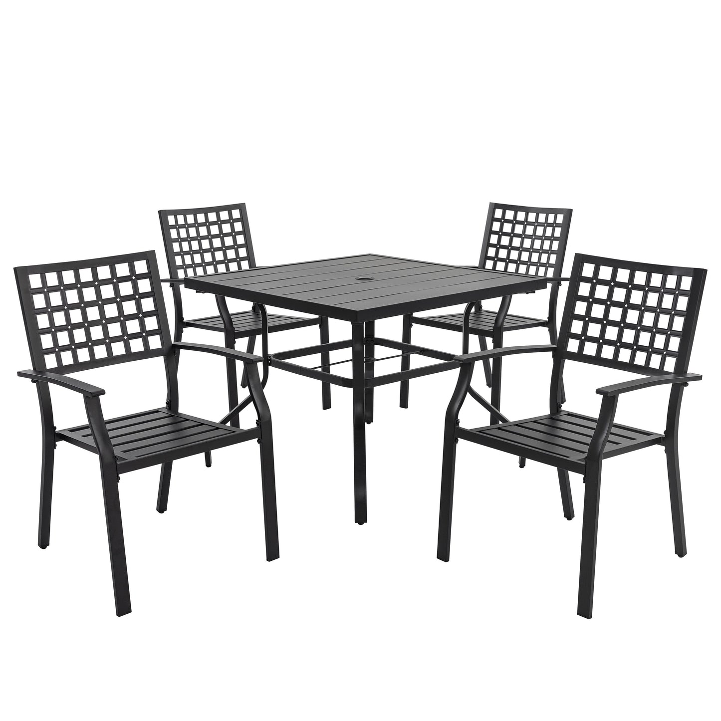 Set da pranzo da esterno da 5 pezzi con foro per ombrellone da 1,57''