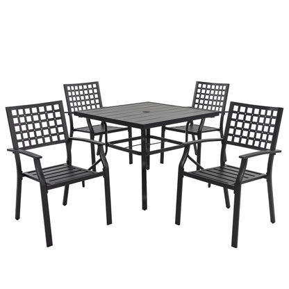 Set da pranzo da esterno da 5 pezzi con foro per ombrellone da 1,57''
