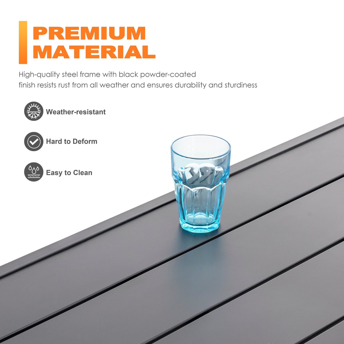 Set da pranzo da esterno da 5 pezzi con foro per ombrellone da 1,57''