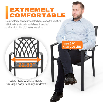 Set da pranzo da esterno da 5 pezzi, sedie impilabili e tavolo da 37'' - Tavolo da 37 pollici