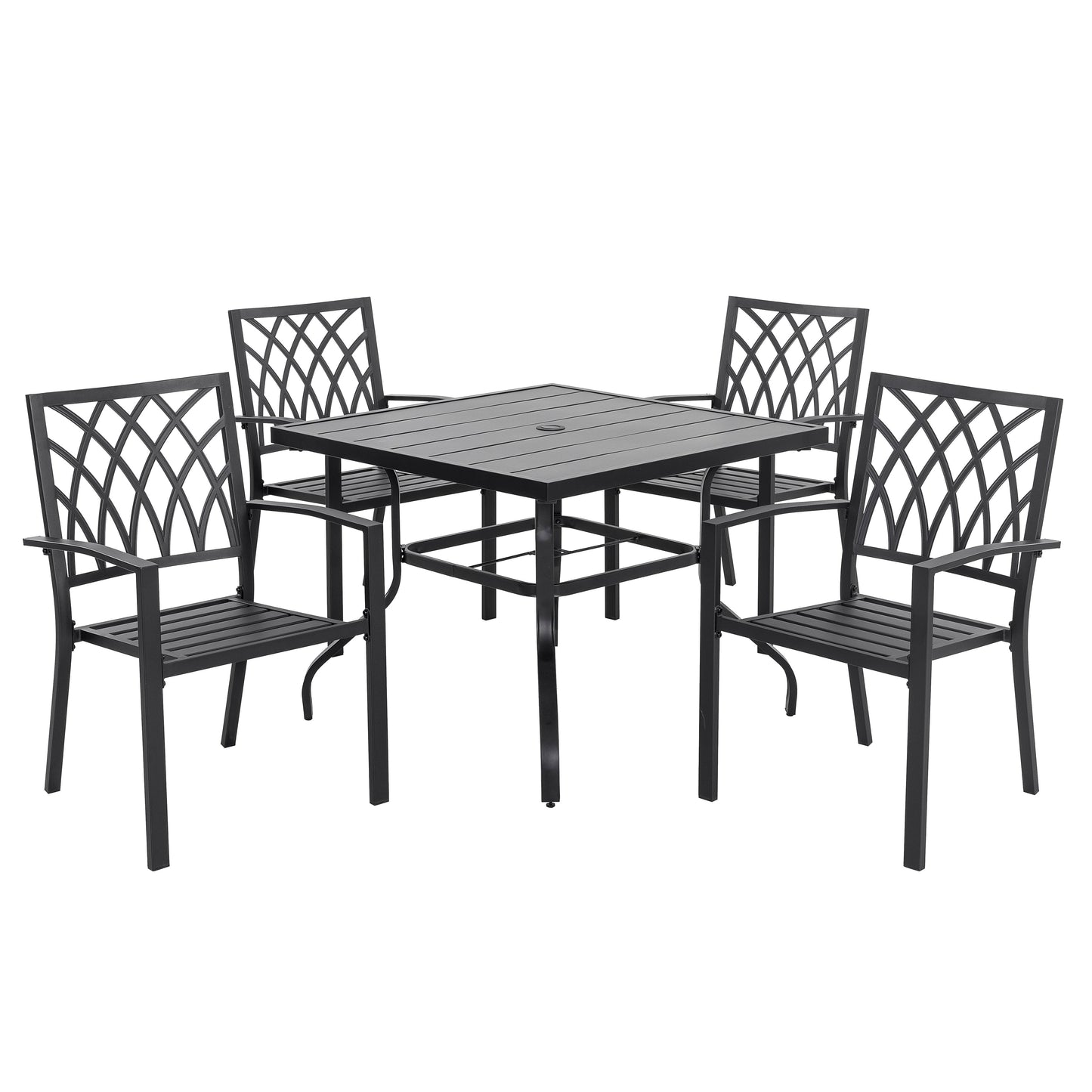 Set da pranzo da esterno da 5 pezzi, sedie impilabili e tavolo da 37'' - Tavolo da 37 pollici