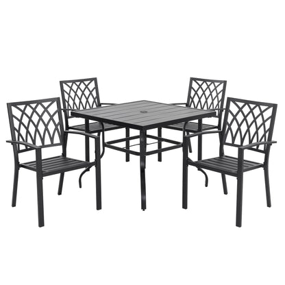 Set da pranzo da esterno da 5 pezzi, sedie impilabili e tavolo da 37'' - Tavolo da 37 pollici