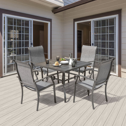 Set da pranzo da esterno da 5 pezzi, sedie in tessuto Textilene e tavolo da pranzo quadrato da 37'' - tavolo da 37 pollici