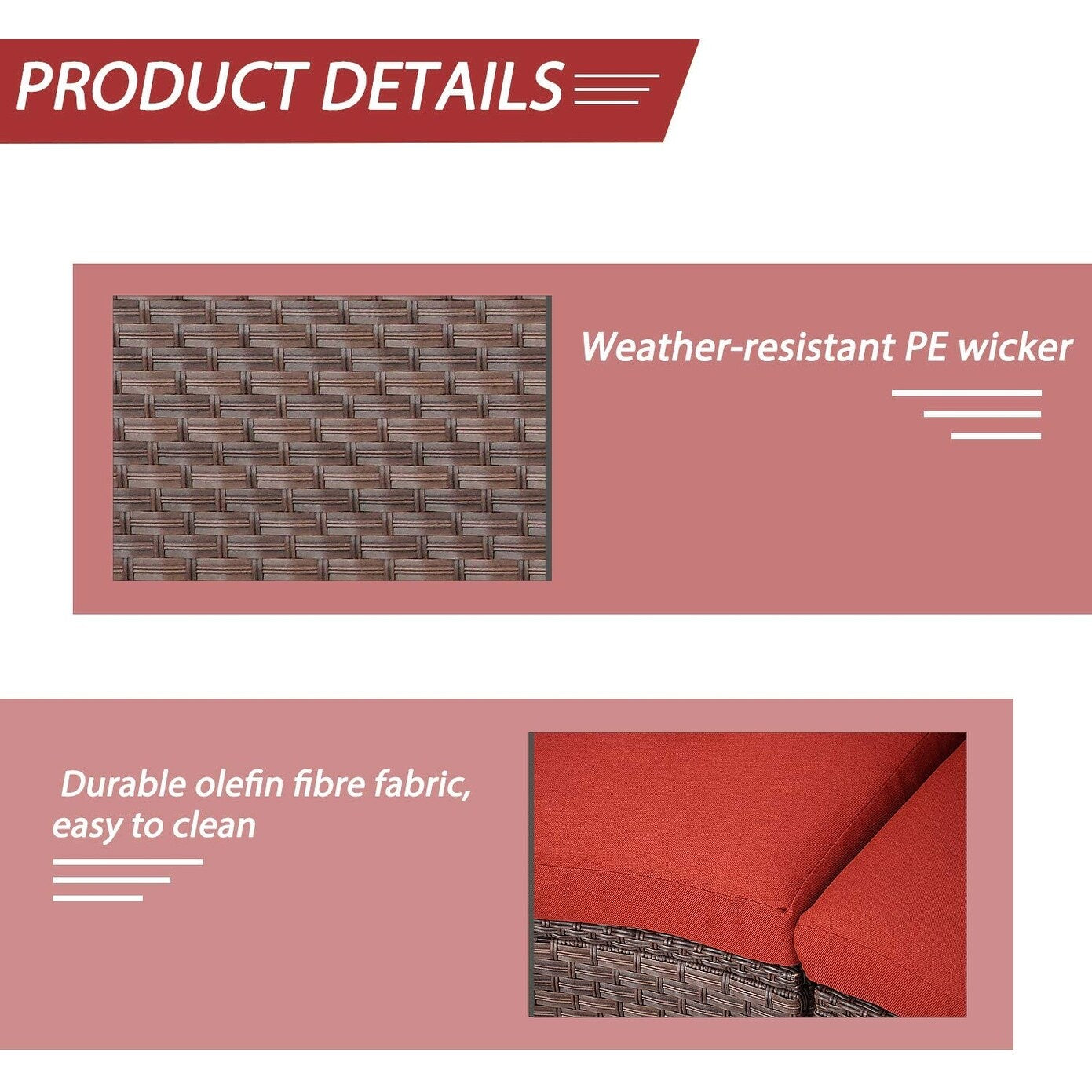 Set di divani componibili curvi a mezzaluna e semicircolari in rattan e vimini da 5 pezzi per esterni