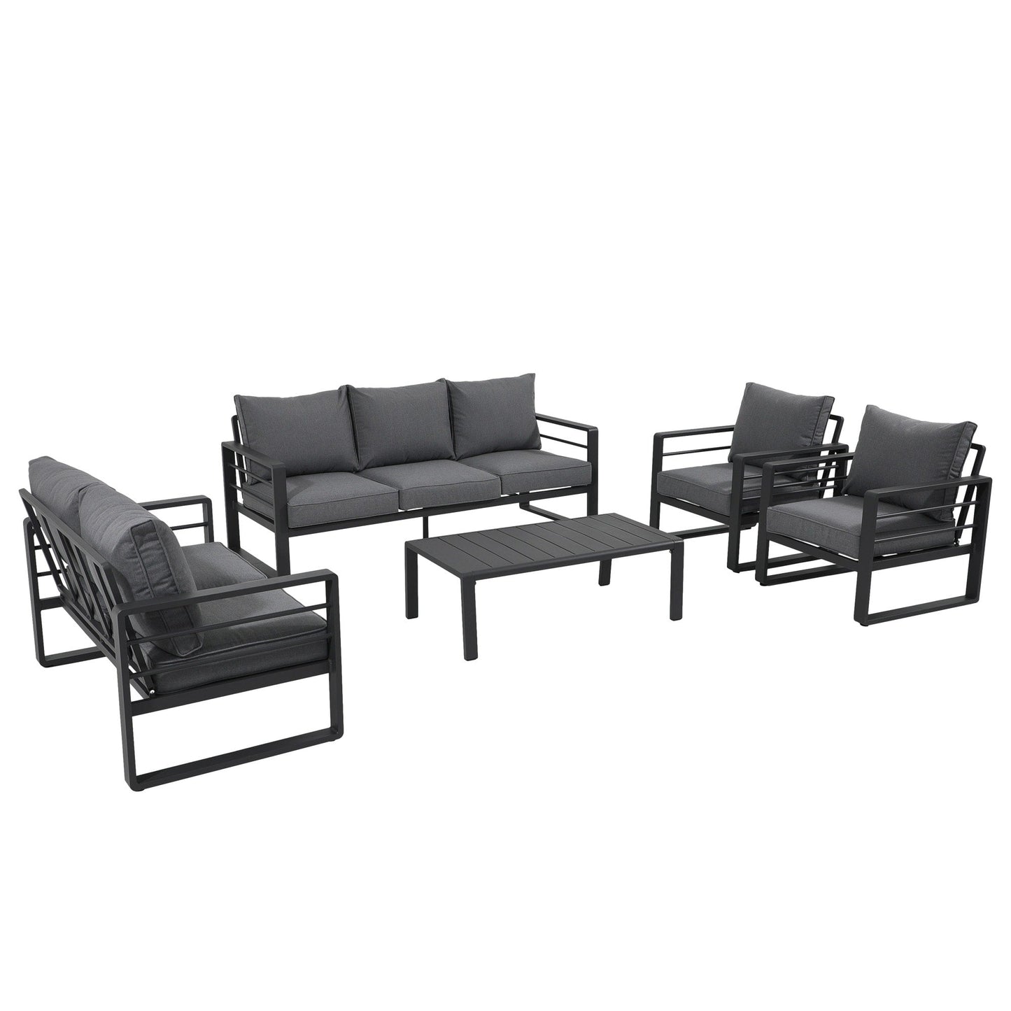 Set di divani da esterno in alluminio da 5 pezzi con cuscino