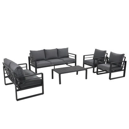 Set di divani da esterno in alluminio da 5 pezzi con cuscino