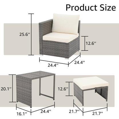 Set di 5 sedie in vimini per esterni