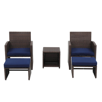 Set da conversazione in vimini e rattan marrone da 5 pezzi per esterni