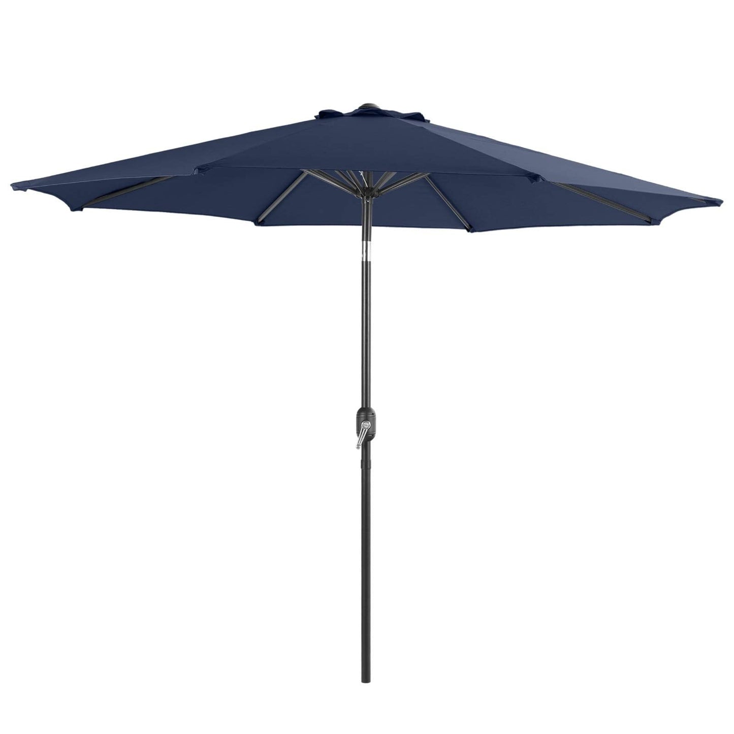 MAISON ARTS Set da pranzo per esterni da 6 pezzi, 1 tavolo quadrato in metallo, 4 sedie pieghevoli regolabili e ombrellone da 9 piedi