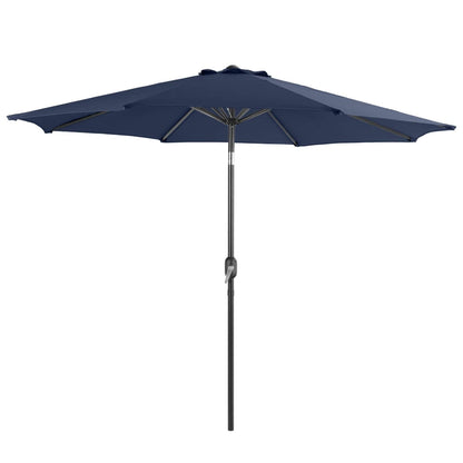 MAISON ARTS Set da pranzo per esterni da 6 pezzi, 1 tavolo quadrato in metallo, 4 sedie pieghevoli regolabili e ombrellone da 9 piedi