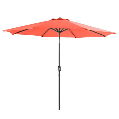 MAISON ARTS Set da pranzo per esterni da 6 pezzi, 1 tavolo quadrato in metallo, 4 sedie pieghevoli regolabili e ombrellone da 9 piedi