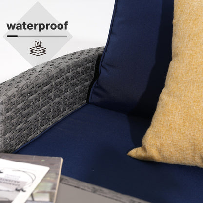 Set da conversazione in vimini da 6 pezzi per esterni, divano da giardino