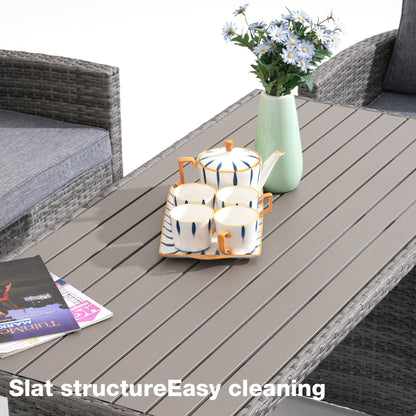 Set da conversazione in vimini da 6 pezzi per esterni, divano da giardino