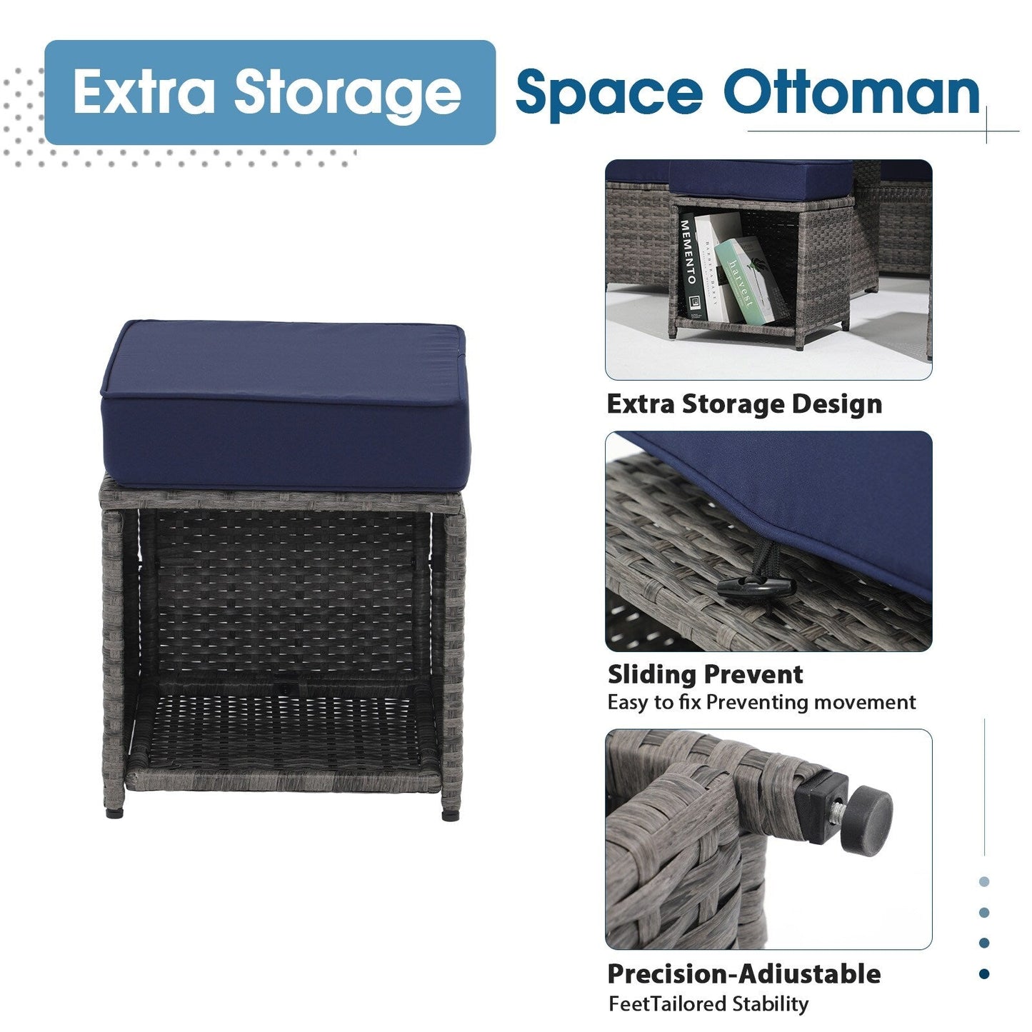 Set da conversazione in vimini da 6 pezzi per esterni, divano da giardino