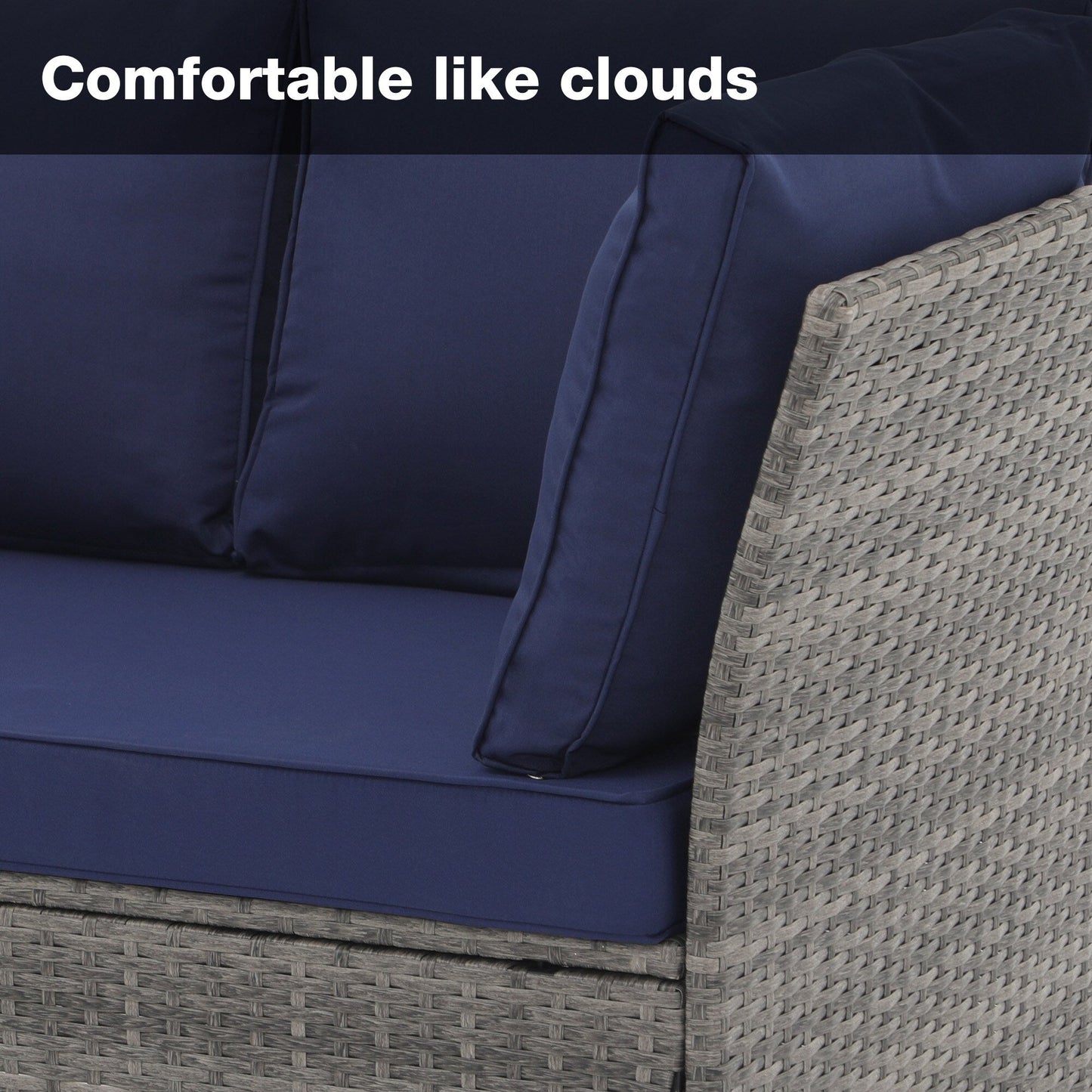 Set da conversazione in vimini da 6 pezzi per esterni, divano da giardino