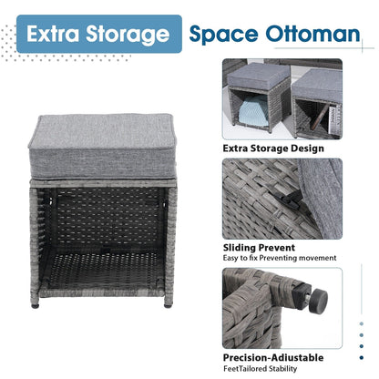 Set da conversazione in vimini da 6 pezzi per esterni, divano da giardino