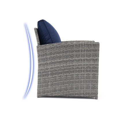 Set da conversazione in vimini da 6 pezzi per esterni, divano da giardino