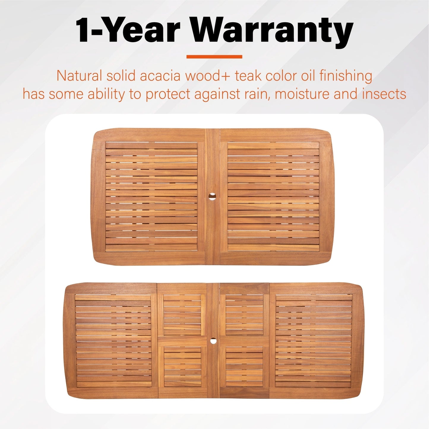 MAISON ARTS Set da pranzo per esterni in legno massello di acacia da 7/9 pezzi, tavolo da pranzo espandibile e sedie da pranzo in legno da 6/8