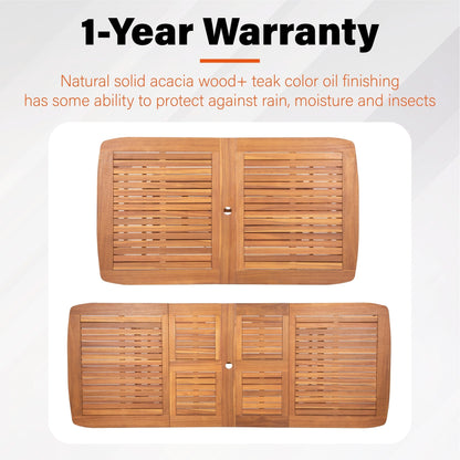 MAISON ARTS Set da pranzo per esterni in legno massello di acacia da 7/9 pezzi, tavolo da pranzo espandibile e sedie da pranzo in legno da 6/8