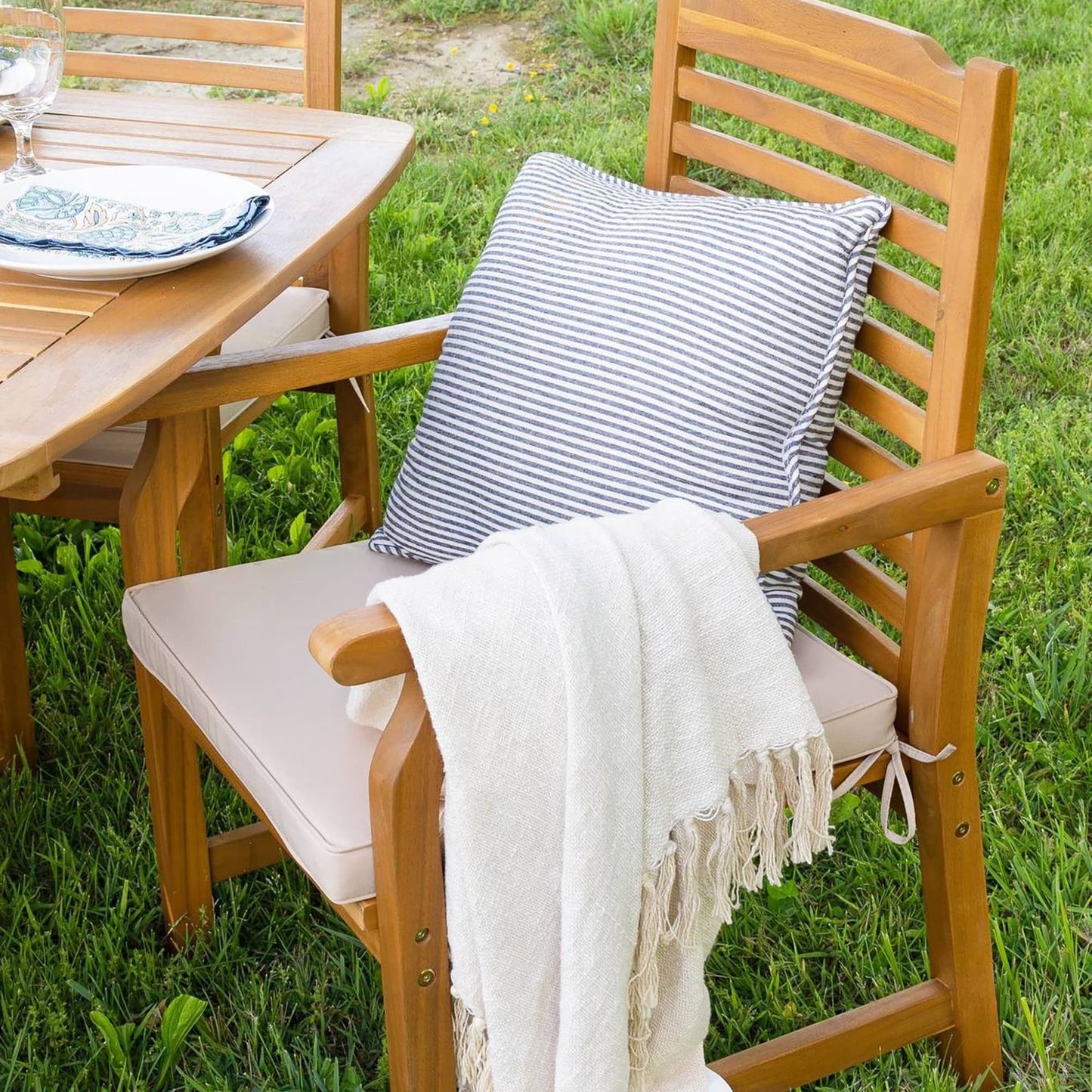 MAISON ARTS Set da pranzo per esterni in legno massello di acacia da 7/9 pezzi, tavolo da pranzo espandibile e sedie da pranzo in legno da 6/8