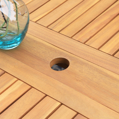 MAISON ARTS Set da pranzo per esterni in legno massello di acacia da 7/9 pezzi, tavolo da pranzo espandibile e sedie da pranzo in legno da 6/8