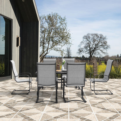 Set da pranzo in ferro da esterno da 7 pezzi