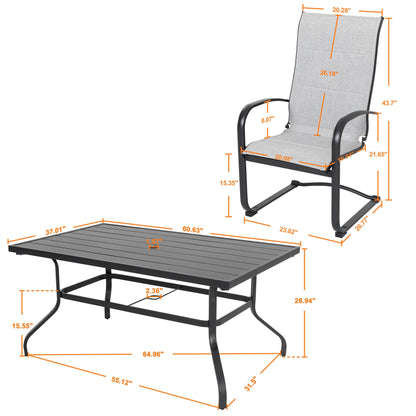 Set da pranzo in ferro da esterno da 7 pezzi