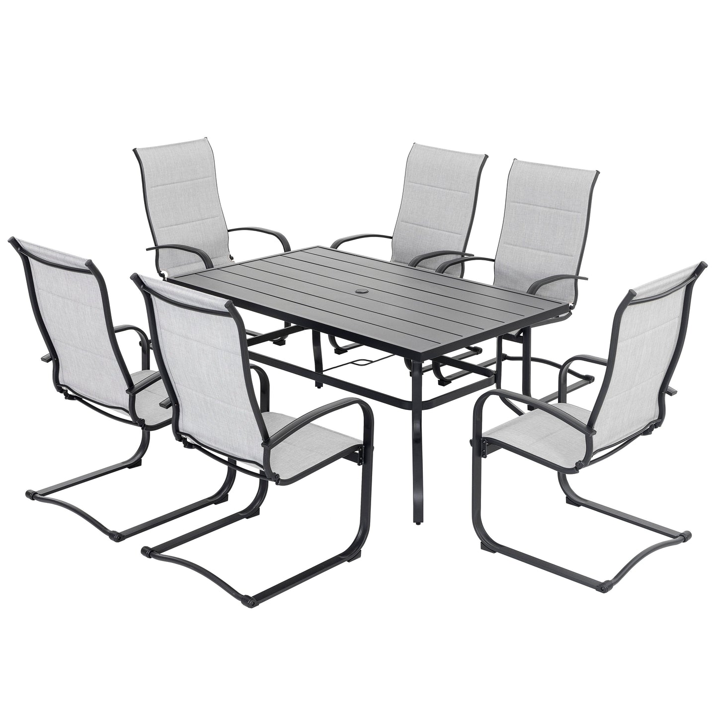 Set da pranzo in ferro da esterno da 7 pezzi