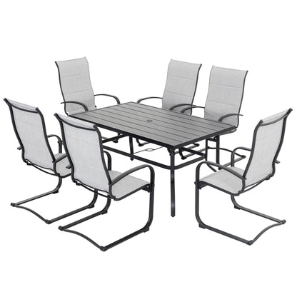 Set da pranzo in ferro da esterno da 7 pezzi