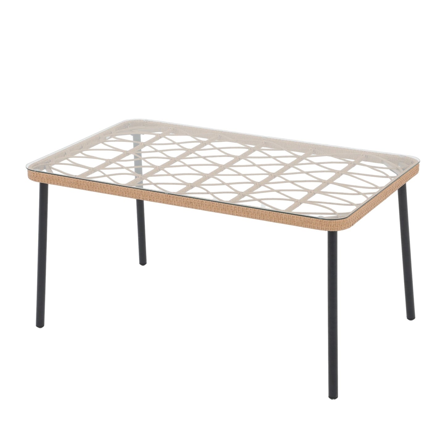 Set da pranzo in vimini da esterno da 7 pezzi con cuscino