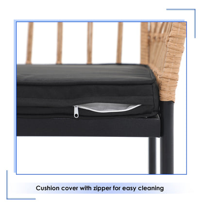 Set da pranzo in vimini da esterno da 7 pezzi con cuscino