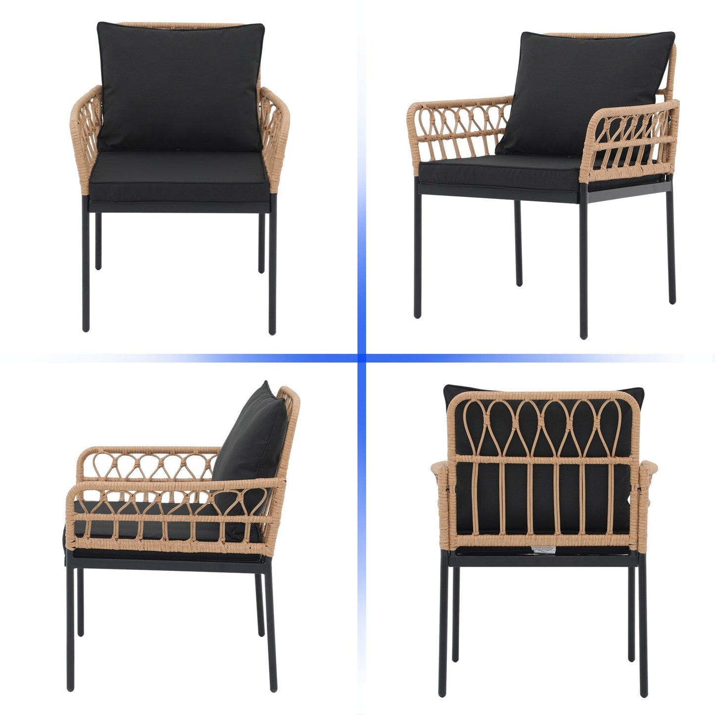 Set da pranzo in vimini da esterno da 7 pezzi con cuscino