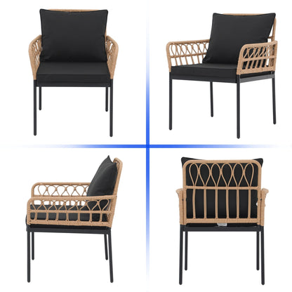 Set da pranzo in vimini da esterno da 7 pezzi con cuscino