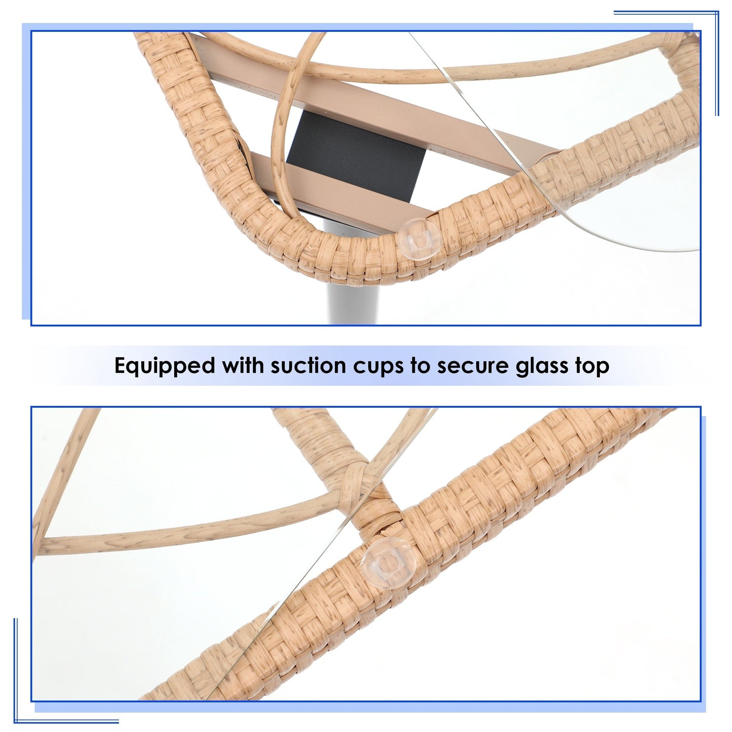 Set da pranzo in vimini da esterno da 7 pezzi con cuscino