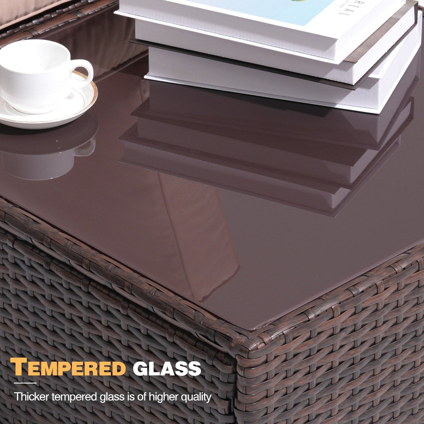 Set di divani componibili in vimini da esterno da 8 pezzi con braciere