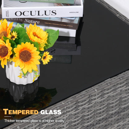 Set di divani componibili in vimini da esterno da 8 pezzi con braciere