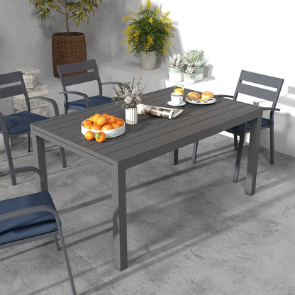 Set da pranzo per esterni in alluminio da 9 pezzi con sedie impilabili e tavolo allungabile