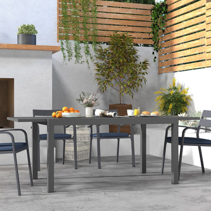 Set da pranzo per esterni in alluminio da 9 pezzi con sedie impilabili e tavolo allungabile