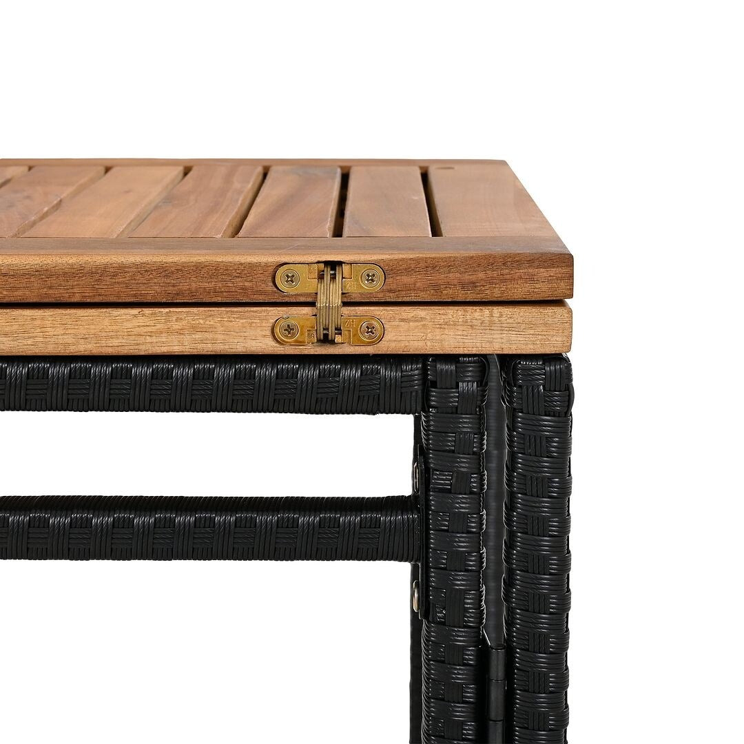 Set da bar per esterni in legno di acacia, tavolo da pub alto e sgabelli