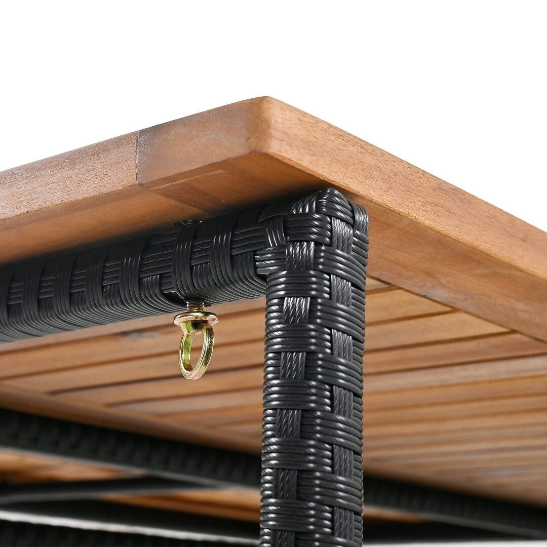 Set da bar per esterni in legno di acacia, tavolo da pub alto e sgabelli