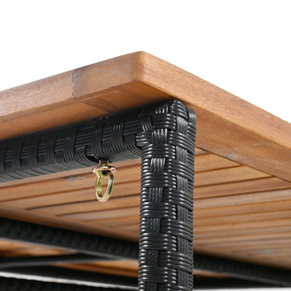 Set da bar per esterni in legno di acacia, tavolo da pub alto e sgabelli