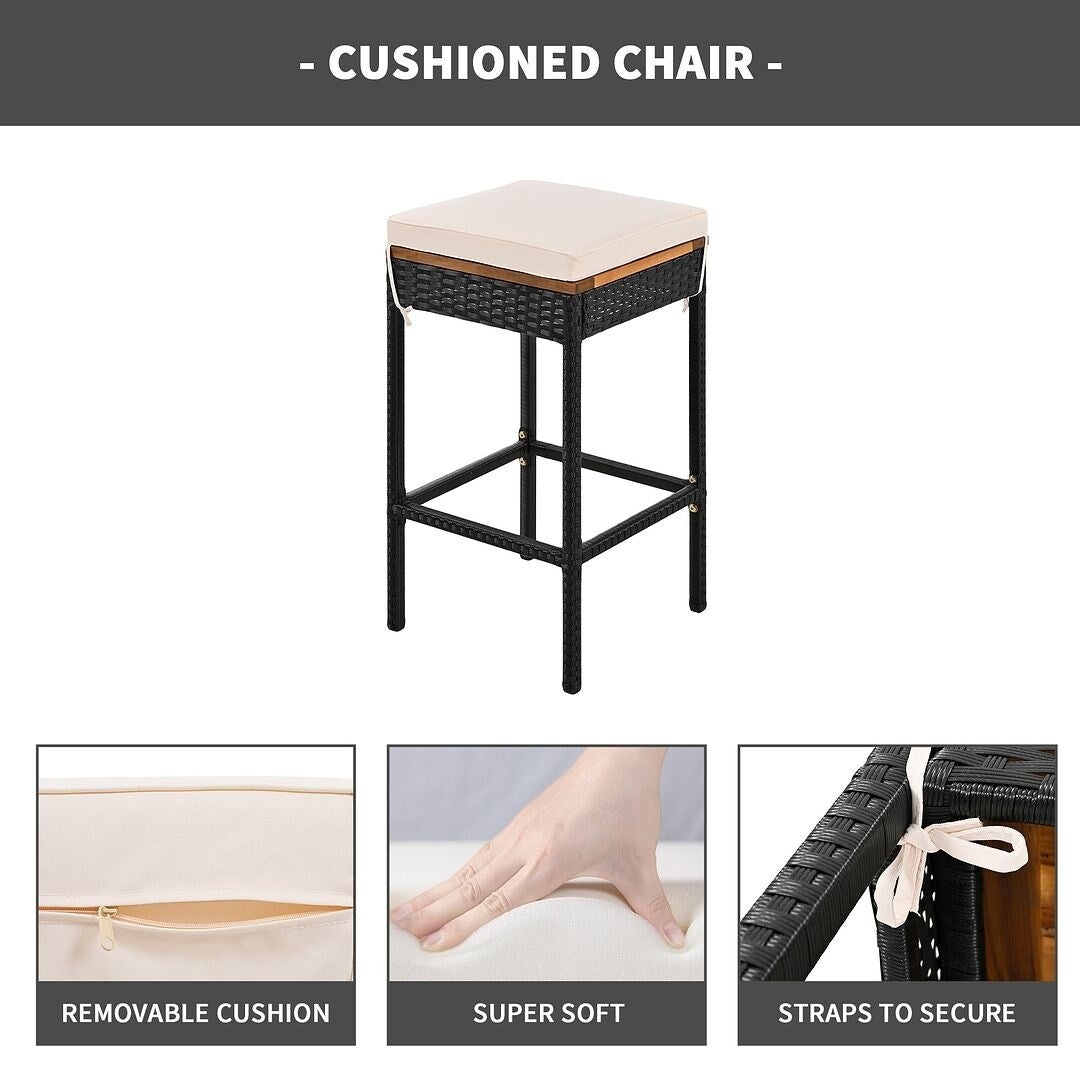 Set da bar per esterni in legno di acacia, tavolo da pub alto e sgabelli