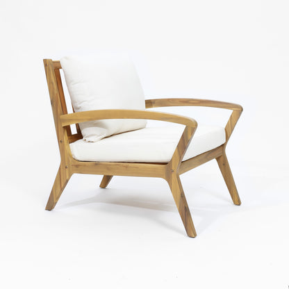 Set da esterno in legno di acacia a 2 posti con cuscini, set da bistrot per esterni