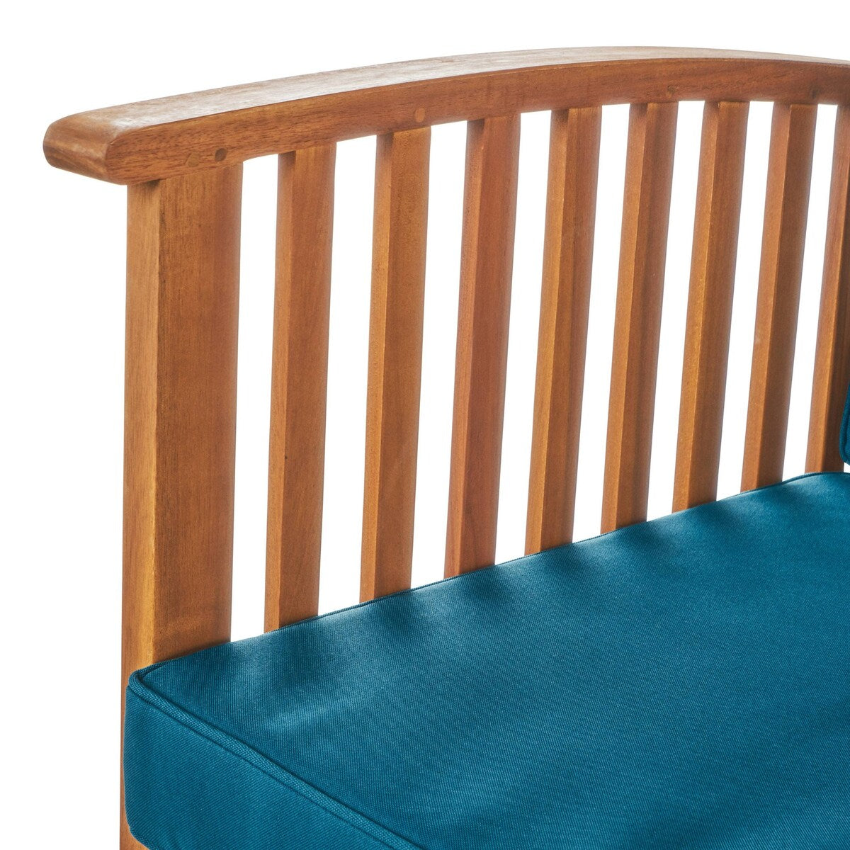 Set di divani da esterno in legno di acacia con cuscini resistenti all'acqua, set da 4 pezzi, patina marrone/blu verde acqua