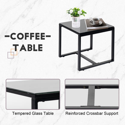 Set da bistrot da giardino, 3 pezzi, set di mobili da esterno con tavolo in vetro, set da conversazione in rattan per veranda, giardino, balcone