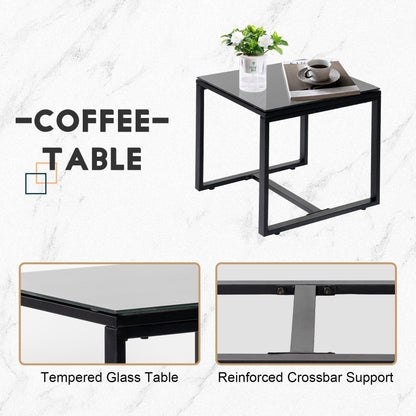 Set da bistrot da giardino, 3 pezzi, set di mobili da esterno con tavolo in vetro, set da conversazione in rattan per veranda, giardino, balcone