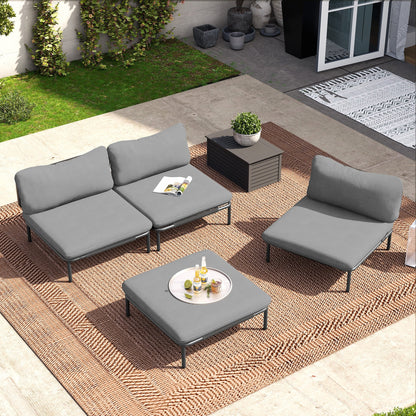 Divano componibile imbottito per esterni, set da conversazione per mobili da giardino, combinazione libera