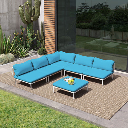 Divano componibile imbottito per esterni, set da conversazione per mobili da giardino, combinazione libera