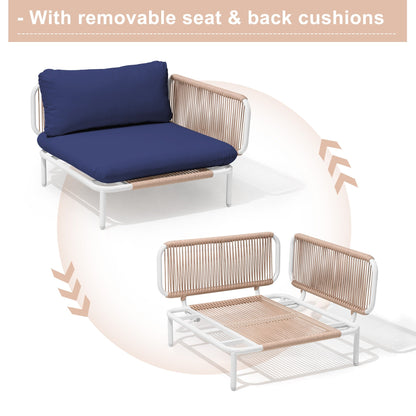 Divano componibile imbottito per esterni, set da conversazione per mobili da giardino, combinazione libera