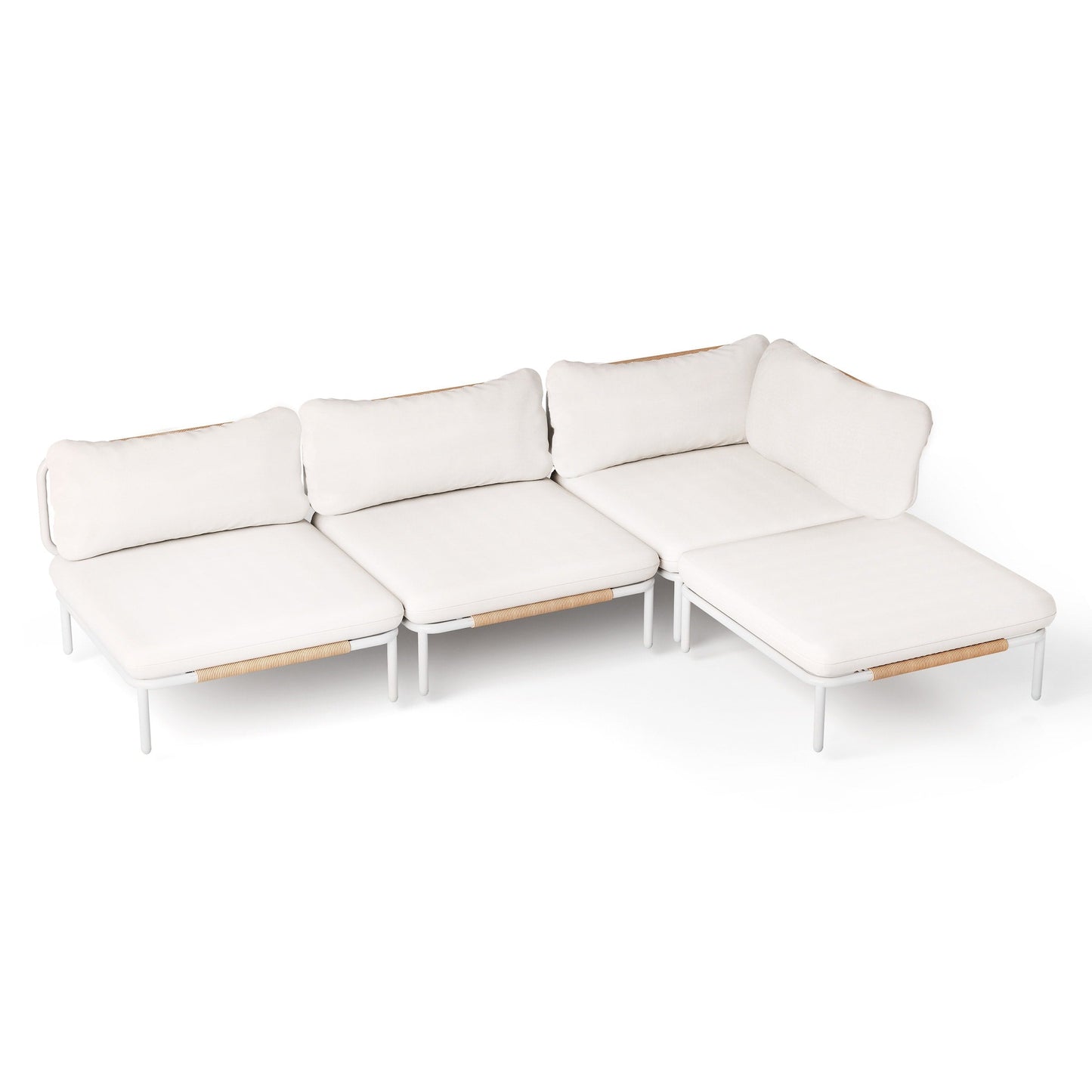 Divano componibile imbottito per esterni, set da conversazione per mobili da giardino, combinazione libera